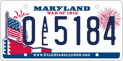 MD license plate 0AE5184