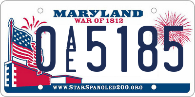 MD license plate 0AE5185