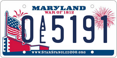 MD license plate 0AE5191