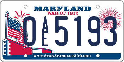 MD license plate 0AE5193
