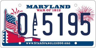 MD license plate 0AE5195