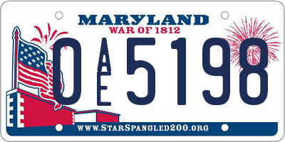 MD license plate 0AE5198