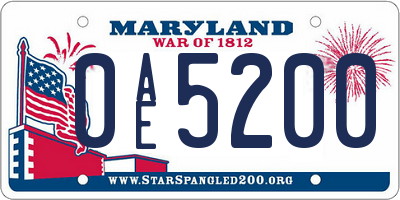 MD license plate 0AE5200