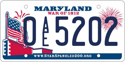MD license plate 0AE5202