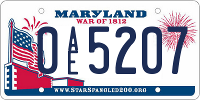 MD license plate 0AE5207