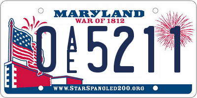 MD license plate 0AE5211