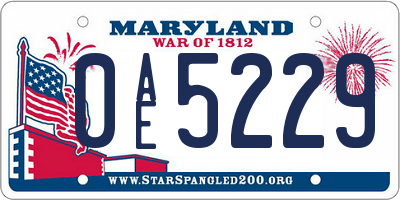 MD license plate 0AE5229
