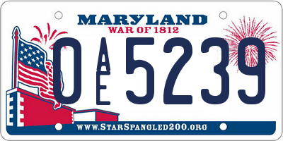 MD license plate 0AE5239