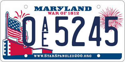 MD license plate 0AE5245