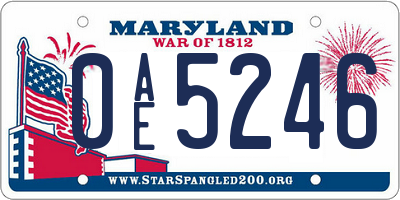 MD license plate 0AE5246