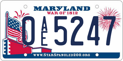 MD license plate 0AE5247