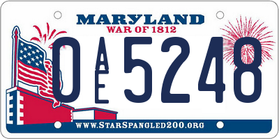 MD license plate 0AE5248