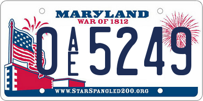 MD license plate 0AE5249