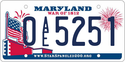 MD license plate 0AE5251