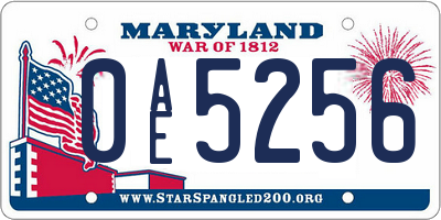 MD license plate 0AE5256