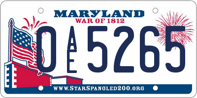 MD license plate 0AE5265