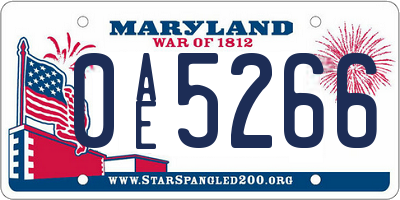 MD license plate 0AE5266