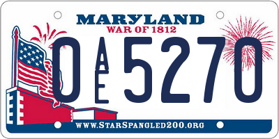 MD license plate 0AE5270