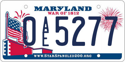 MD license plate 0AE5277