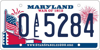 MD license plate 0AE5284