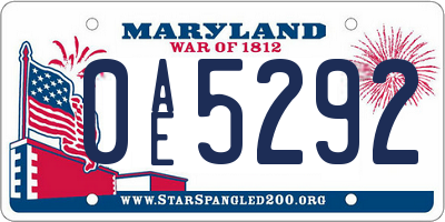 MD license plate 0AE5292