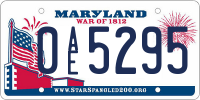 MD license plate 0AE5295
