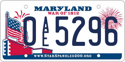MD license plate 0AE5296