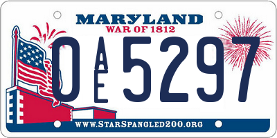 MD license plate 0AE5297