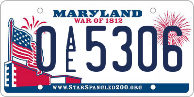MD license plate 0AE5306