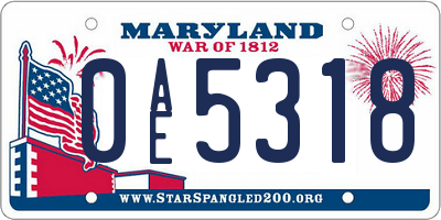 MD license plate 0AE5318
