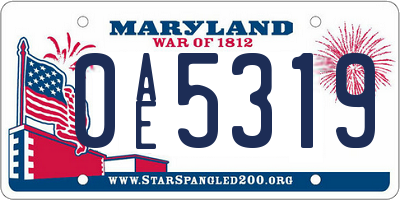 MD license plate 0AE5319
