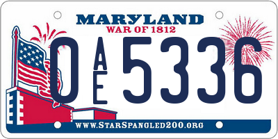 MD license plate 0AE5336