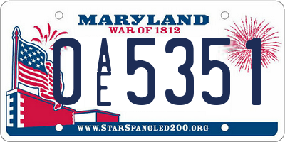 MD license plate 0AE5351