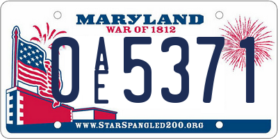 MD license plate 0AE5371