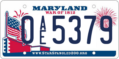 MD license plate 0AE5379