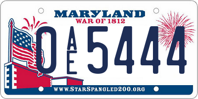 MD license plate 0AE5444