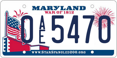 MD license plate 0AE5470
