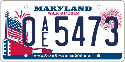 MD license plate 0AE5473