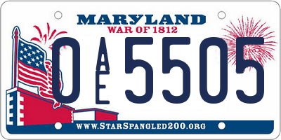 MD license plate 0AE5505