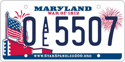 MD license plate 0AE5507