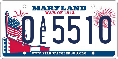 MD license plate 0AE5510