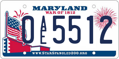 MD license plate 0AE5512