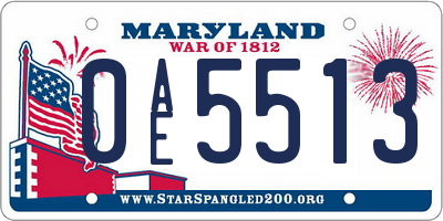 MD license plate 0AE5513