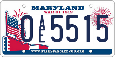 MD license plate 0AE5515