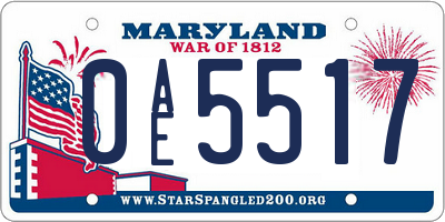 MD license plate 0AE5517