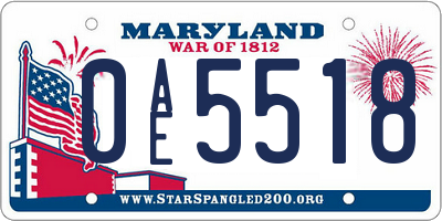 MD license plate 0AE5518
