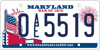 MD license plate 0AE5519
