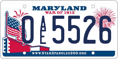 MD license plate 0AE5526