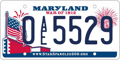 MD license plate 0AE5529