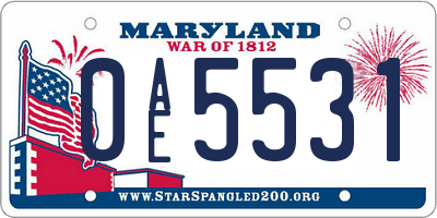 MD license plate 0AE5531